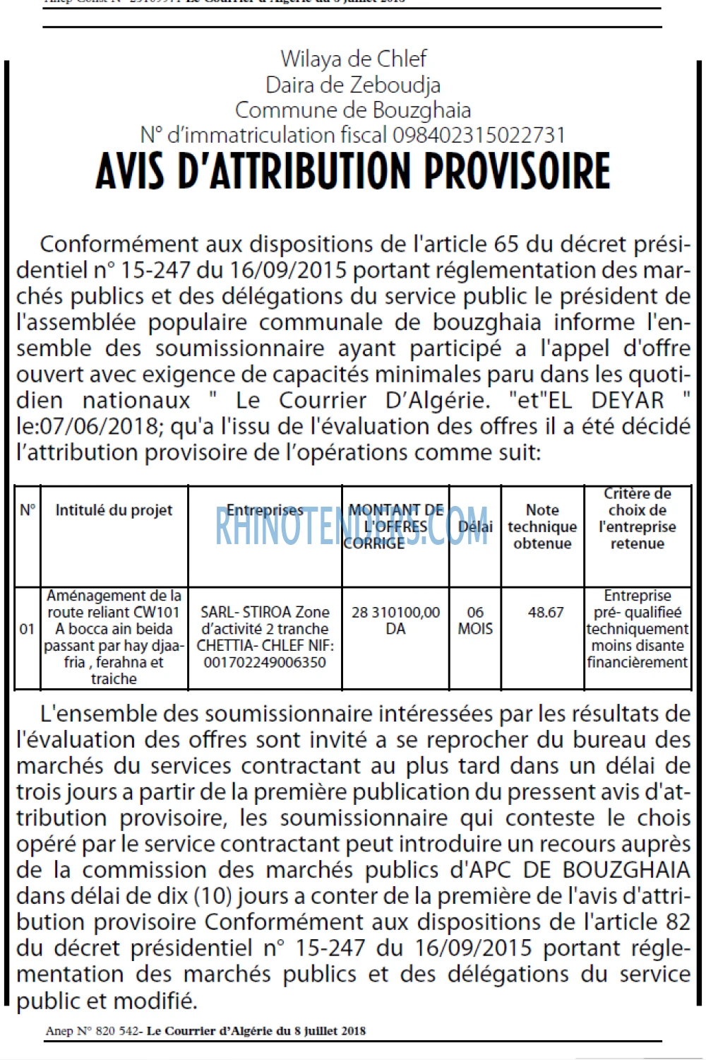 Le Courrier d'Algerie