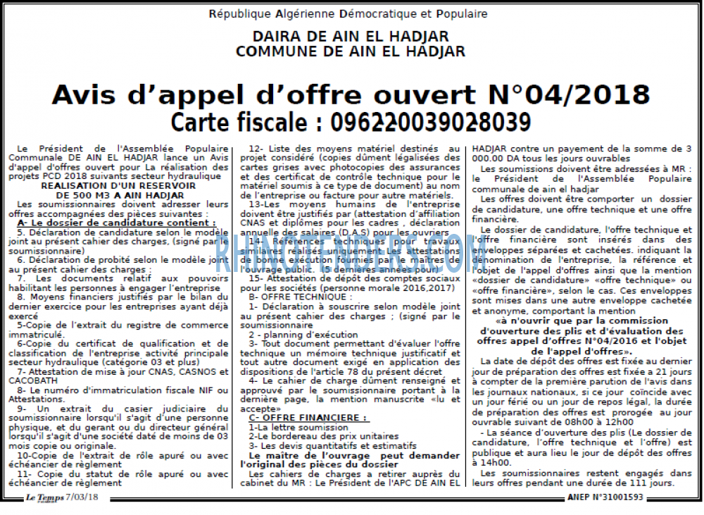 LE TEMPS D'ALGERIE
