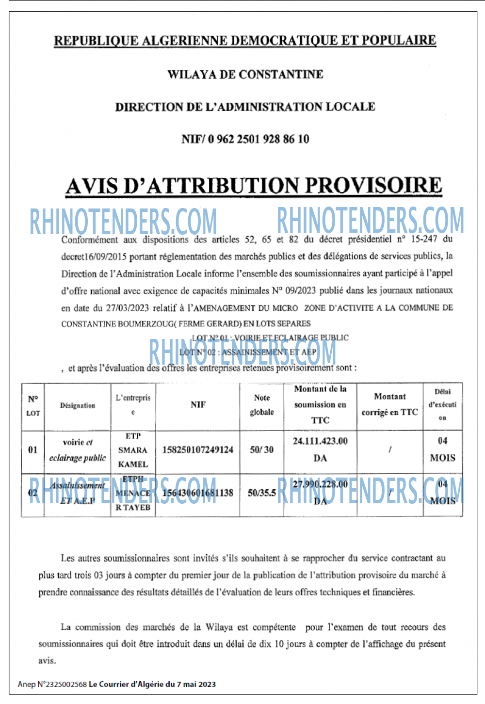Le Courrier d'Algerie