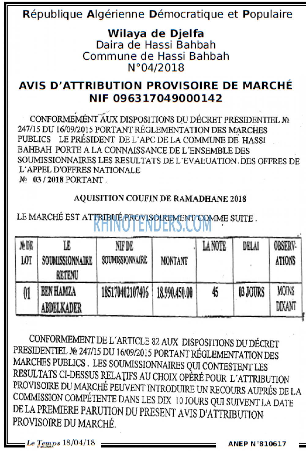 LE TEMPS D'ALGERIE