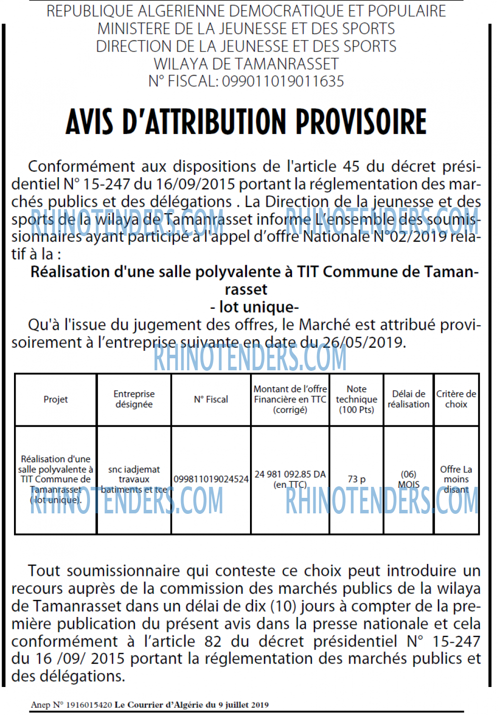 Le Courrier d'Algerie