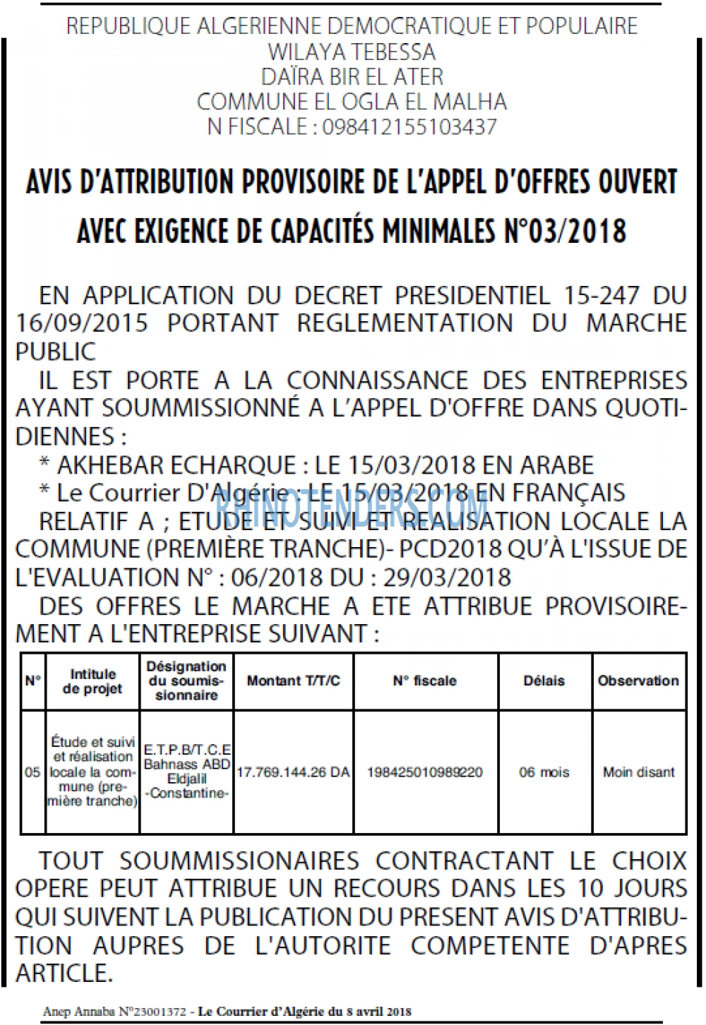 Le Courrier d'Algerie