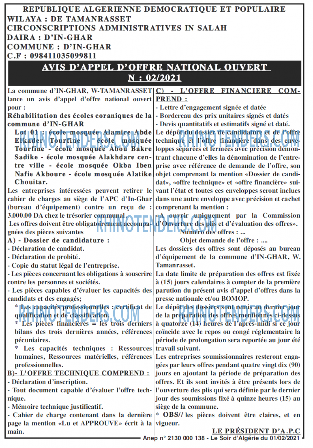 LE SOIR D'ALGERIE