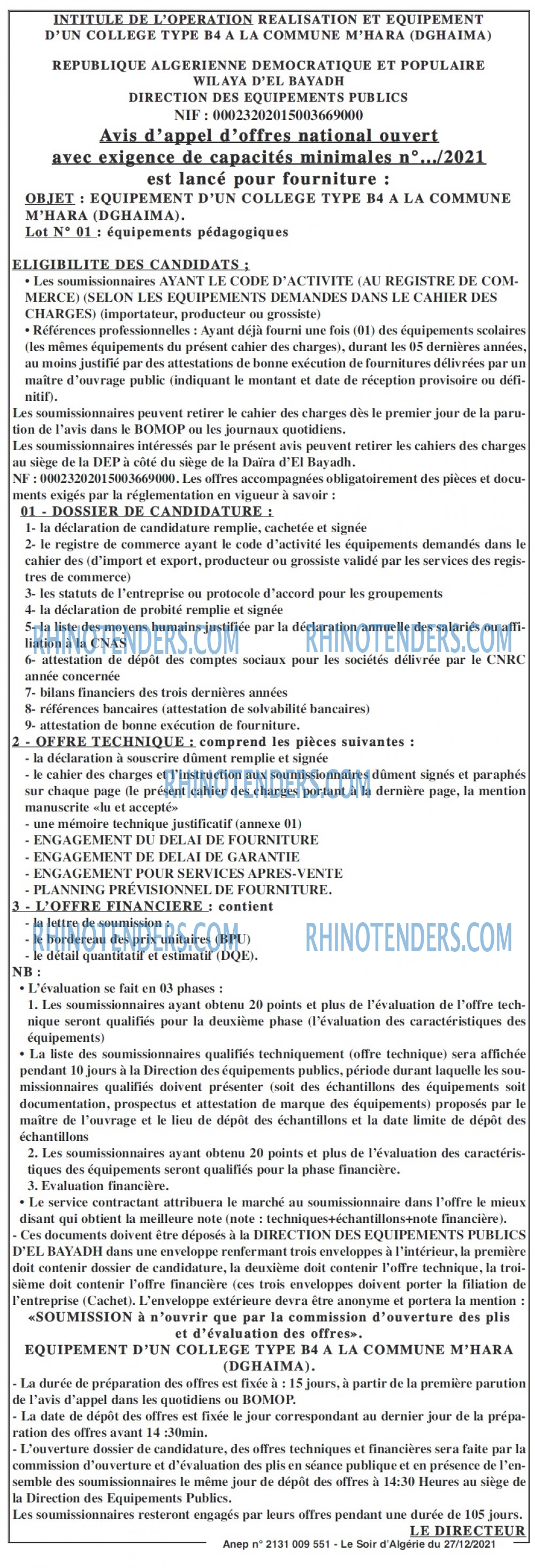 LE SOIR D'ALGERIE