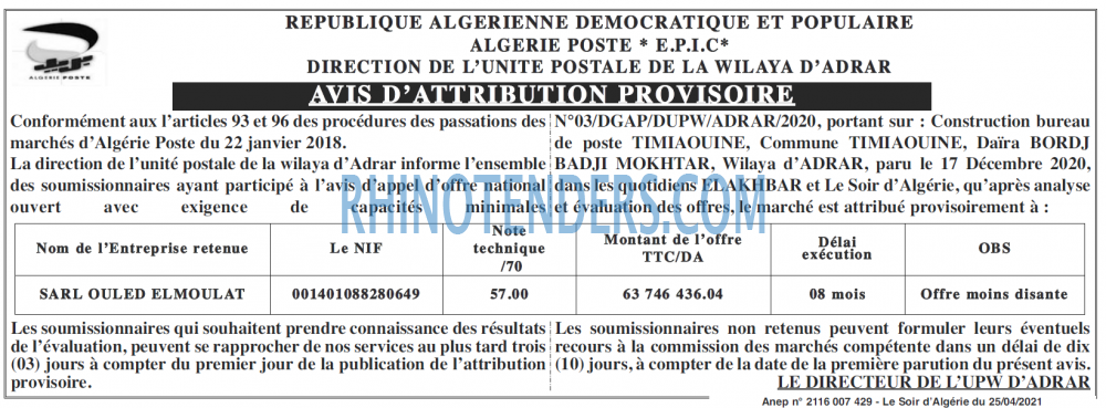 LE SOIR D'ALGERIE
