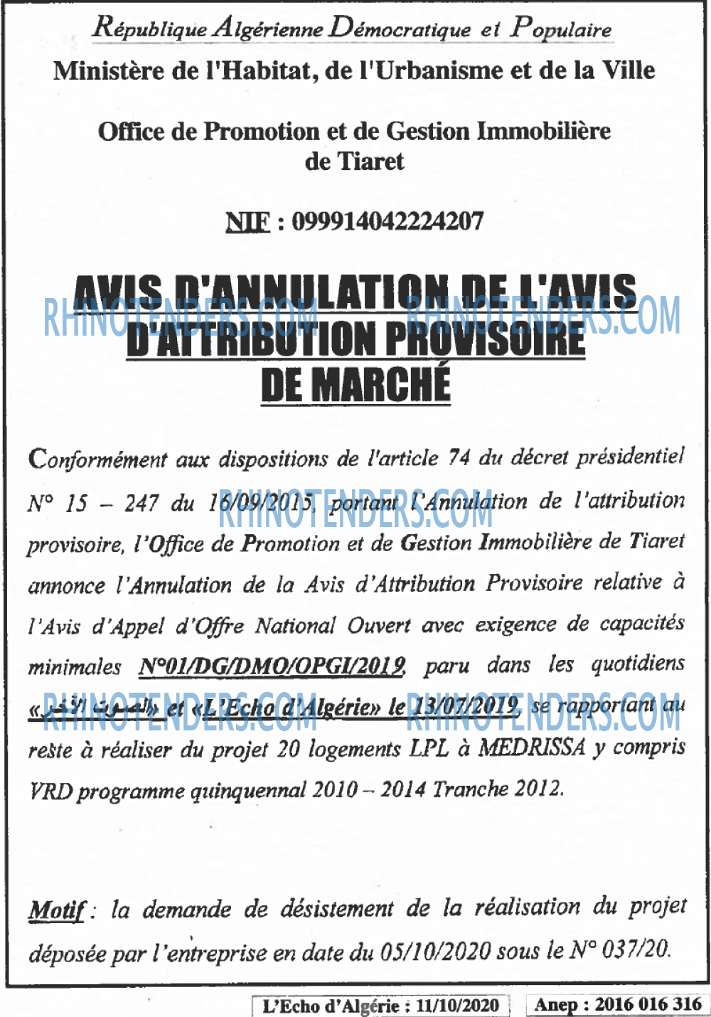 L'ECHO D'ALGERIE