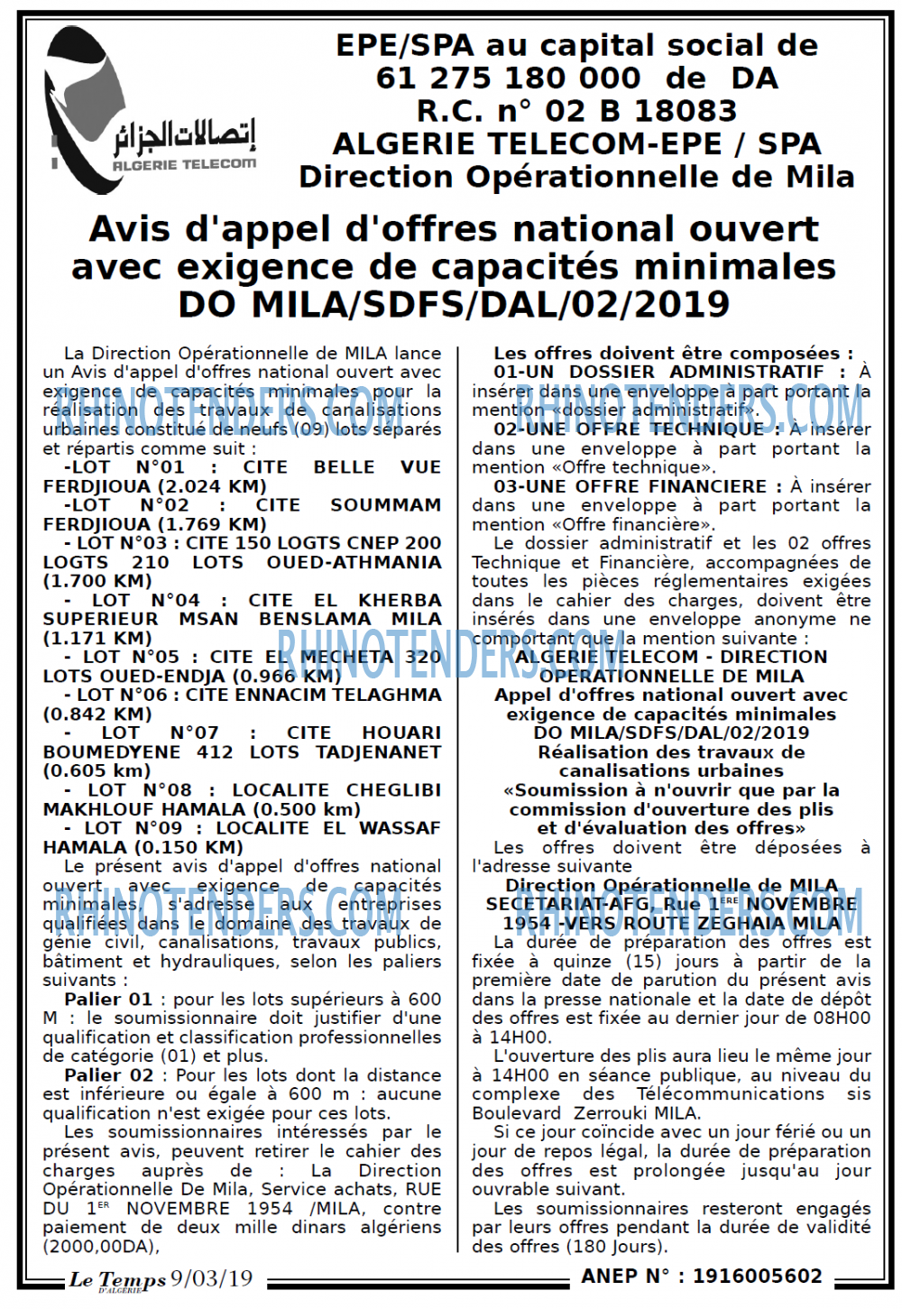 LE TEMPS D'ALGERIE