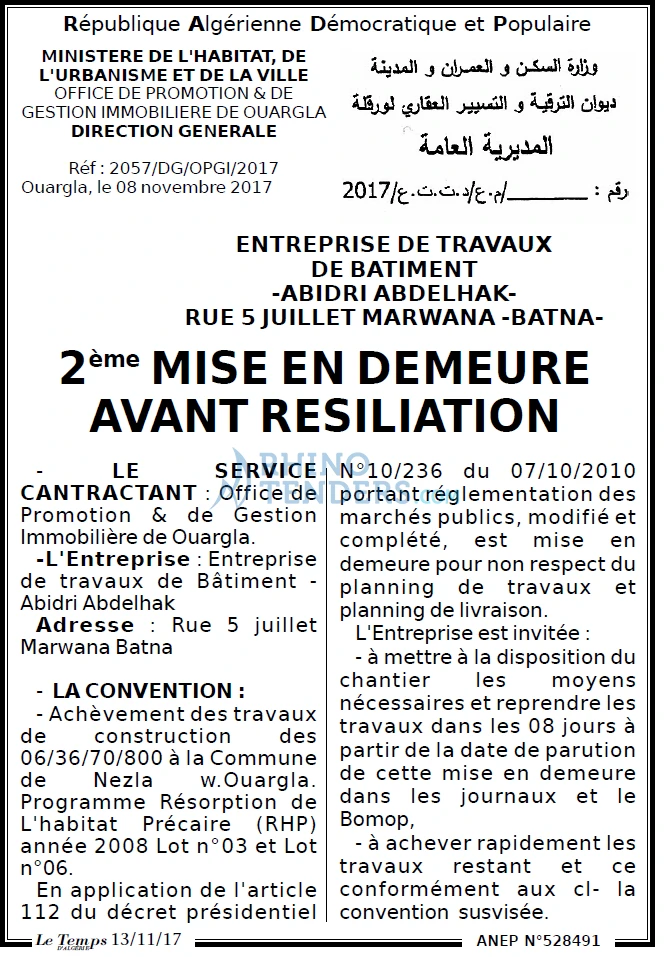LE TEMPS D'ALGERIE