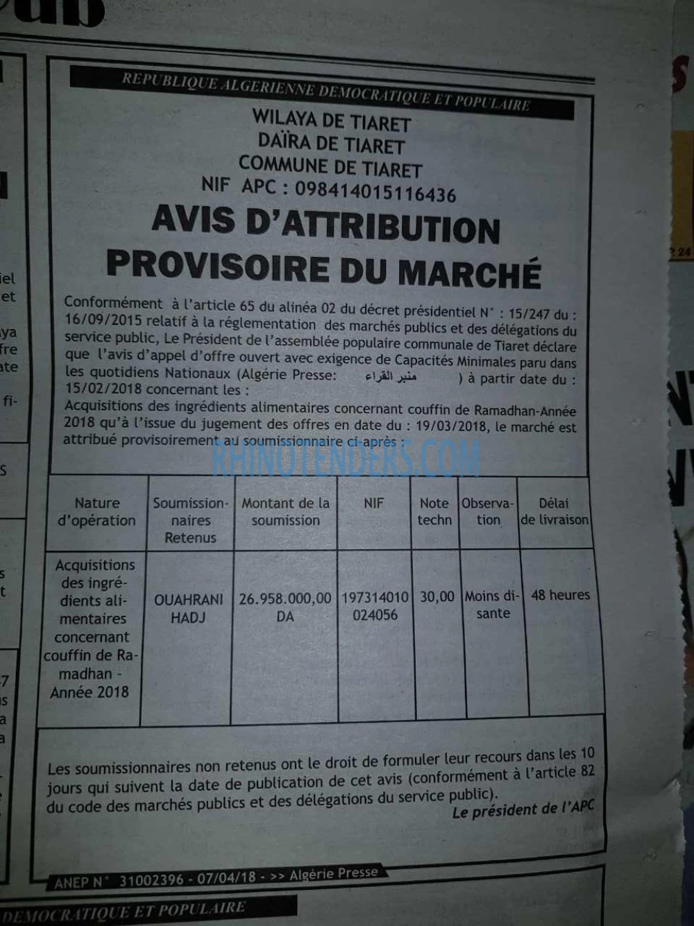 ALGERIE PRESSE
