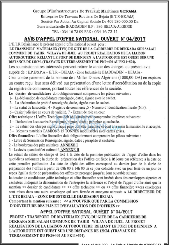 LE SOIR D'ALGERIE