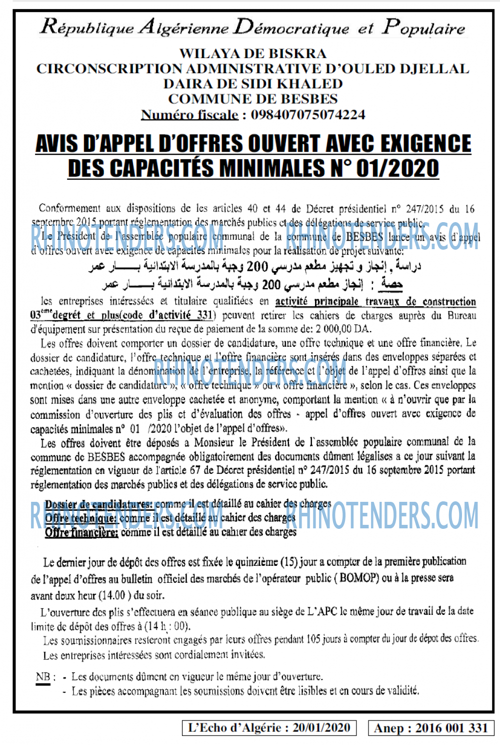 L'ECHO D'ALGERIE