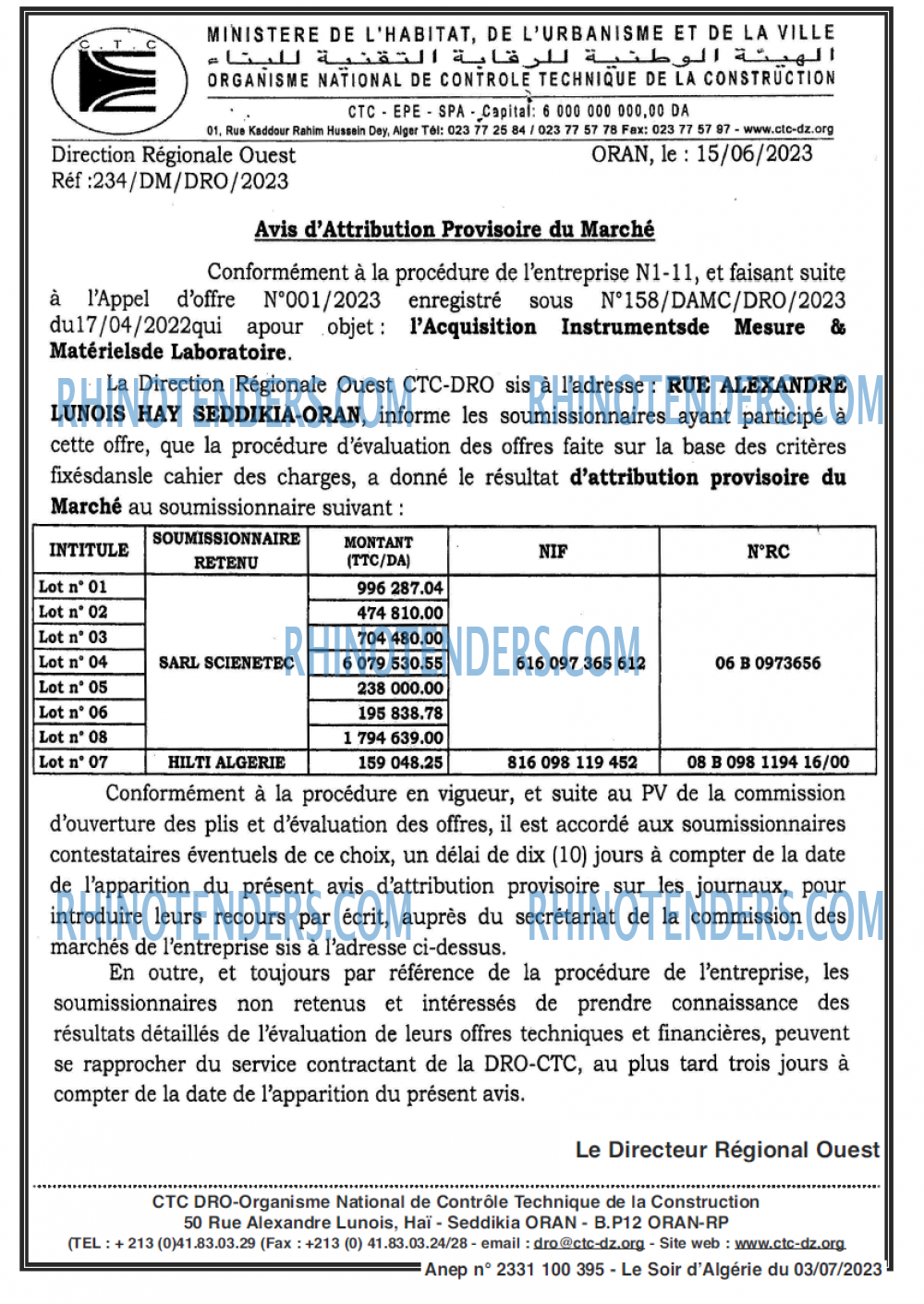 LE SOIR D'ALGERIE