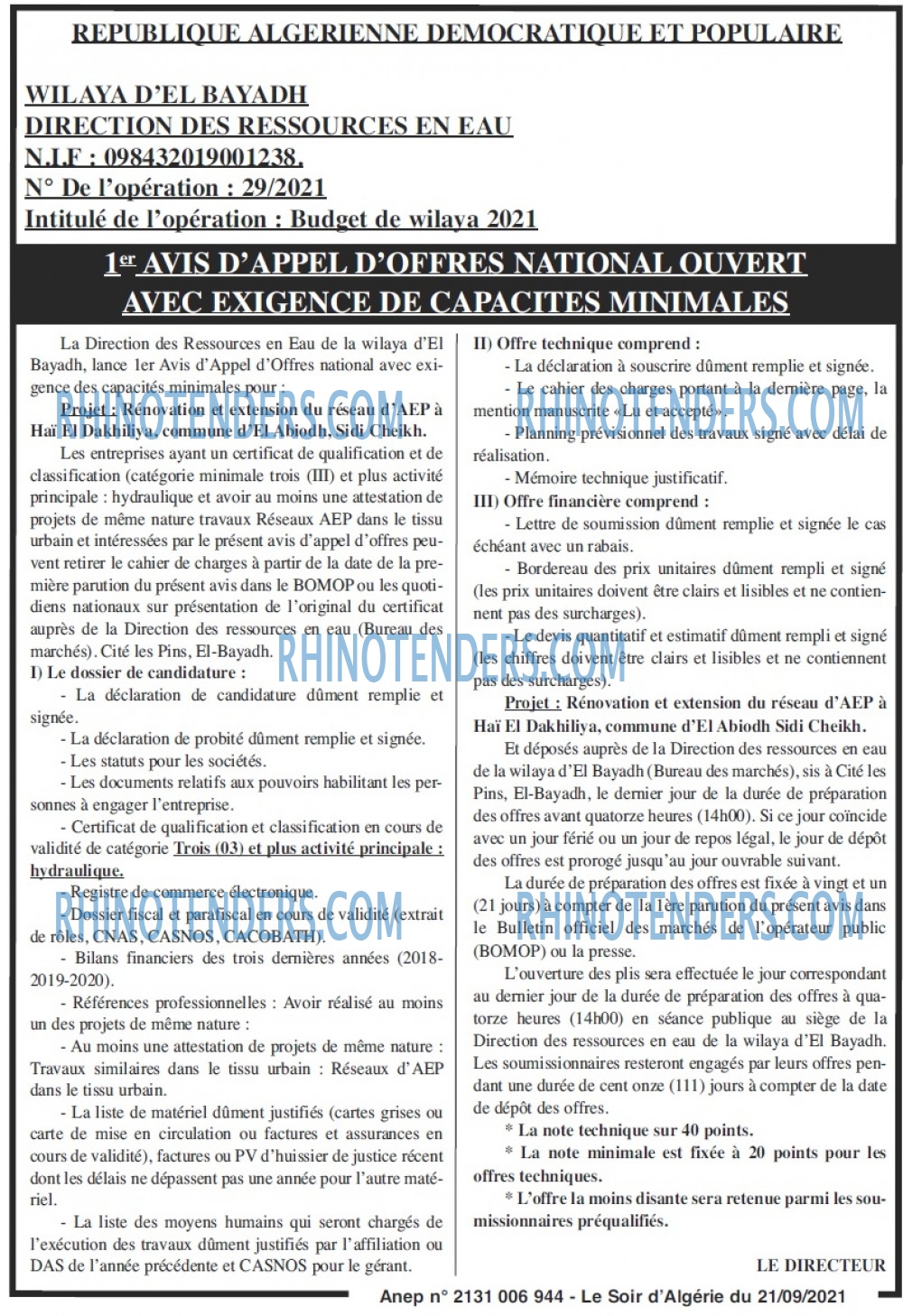 LE SOIR D'ALGERIE