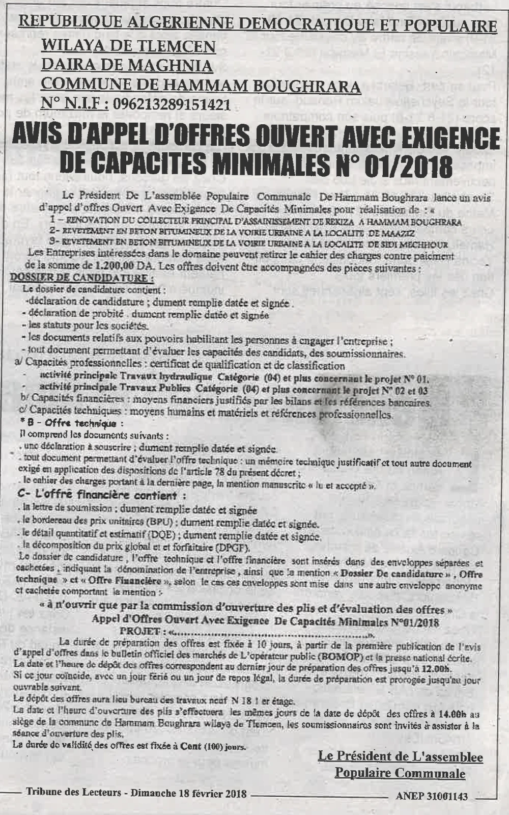 TRIBUNE DES LECTEURS