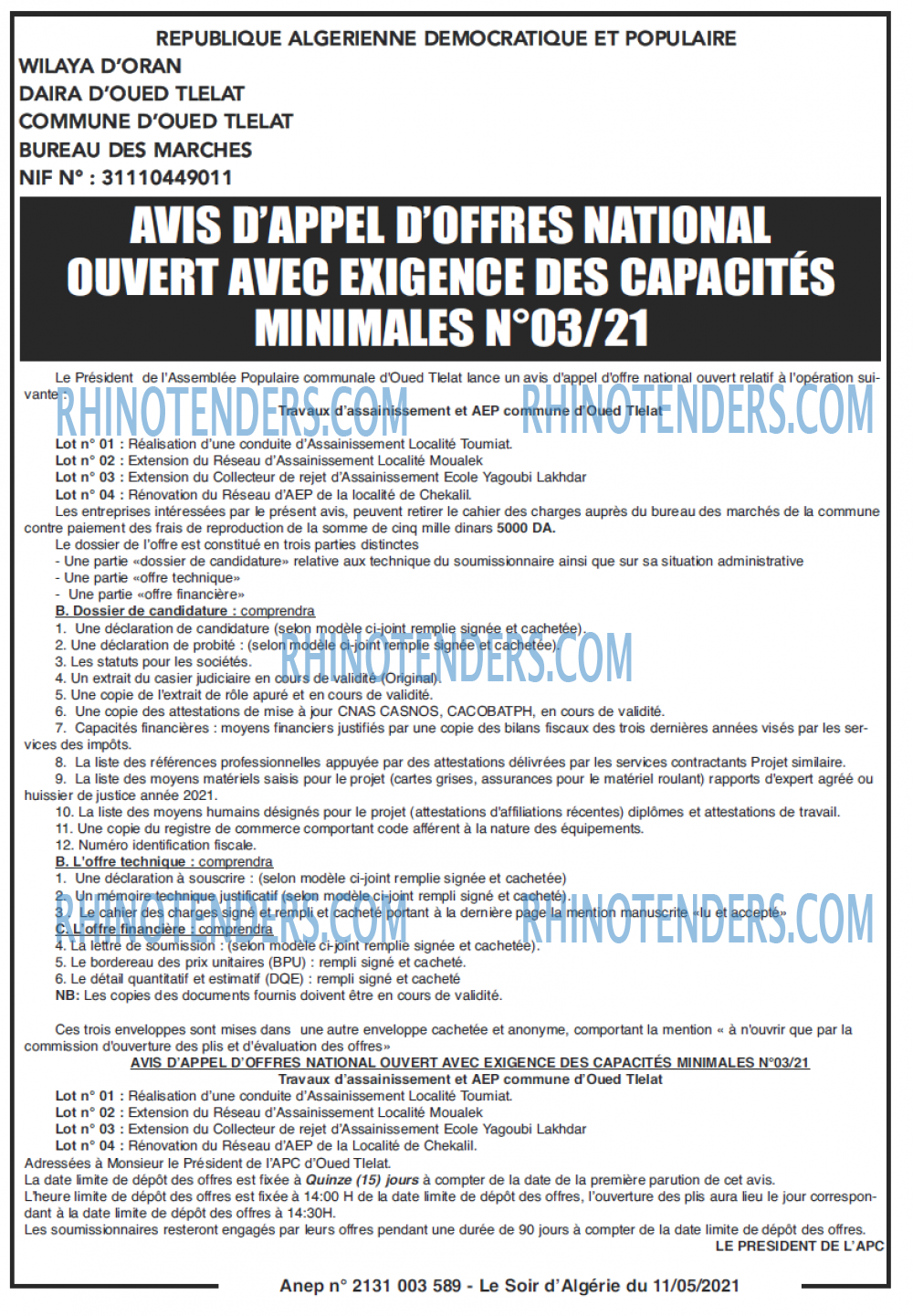 LE SOIR D'ALGERIE