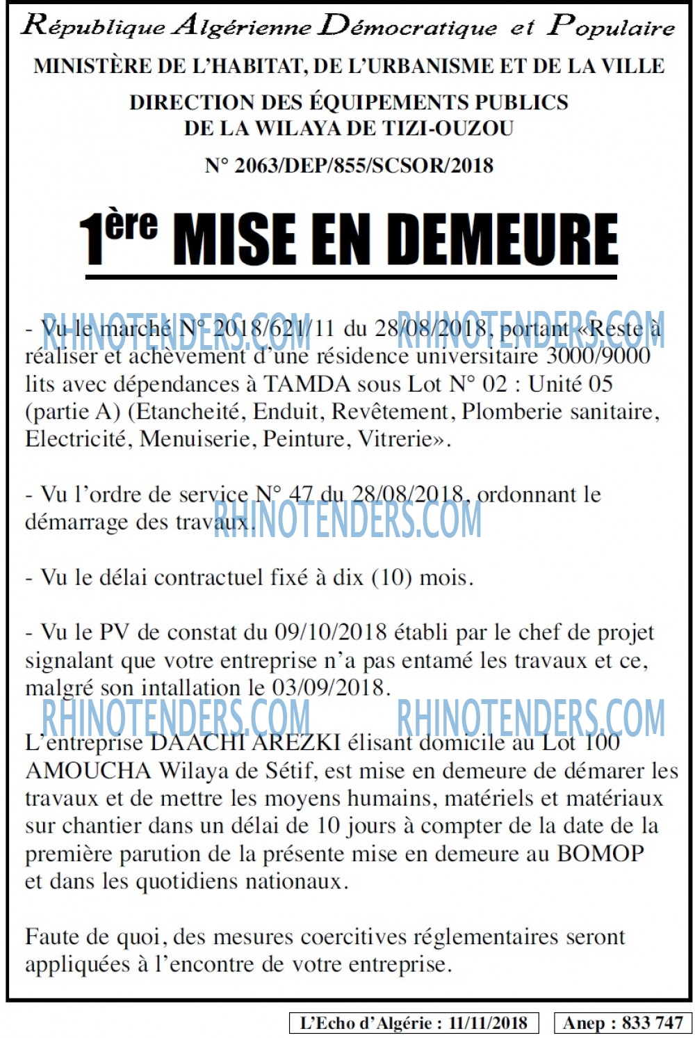 L'ECHO D'ALGERIE