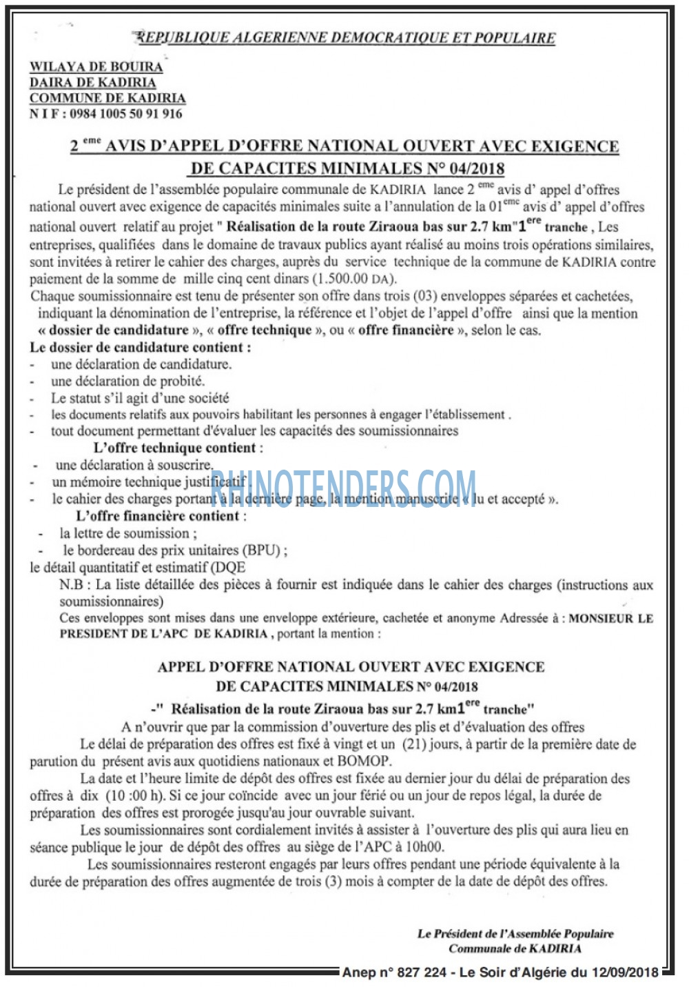 LE SOIR D'ALGERIE