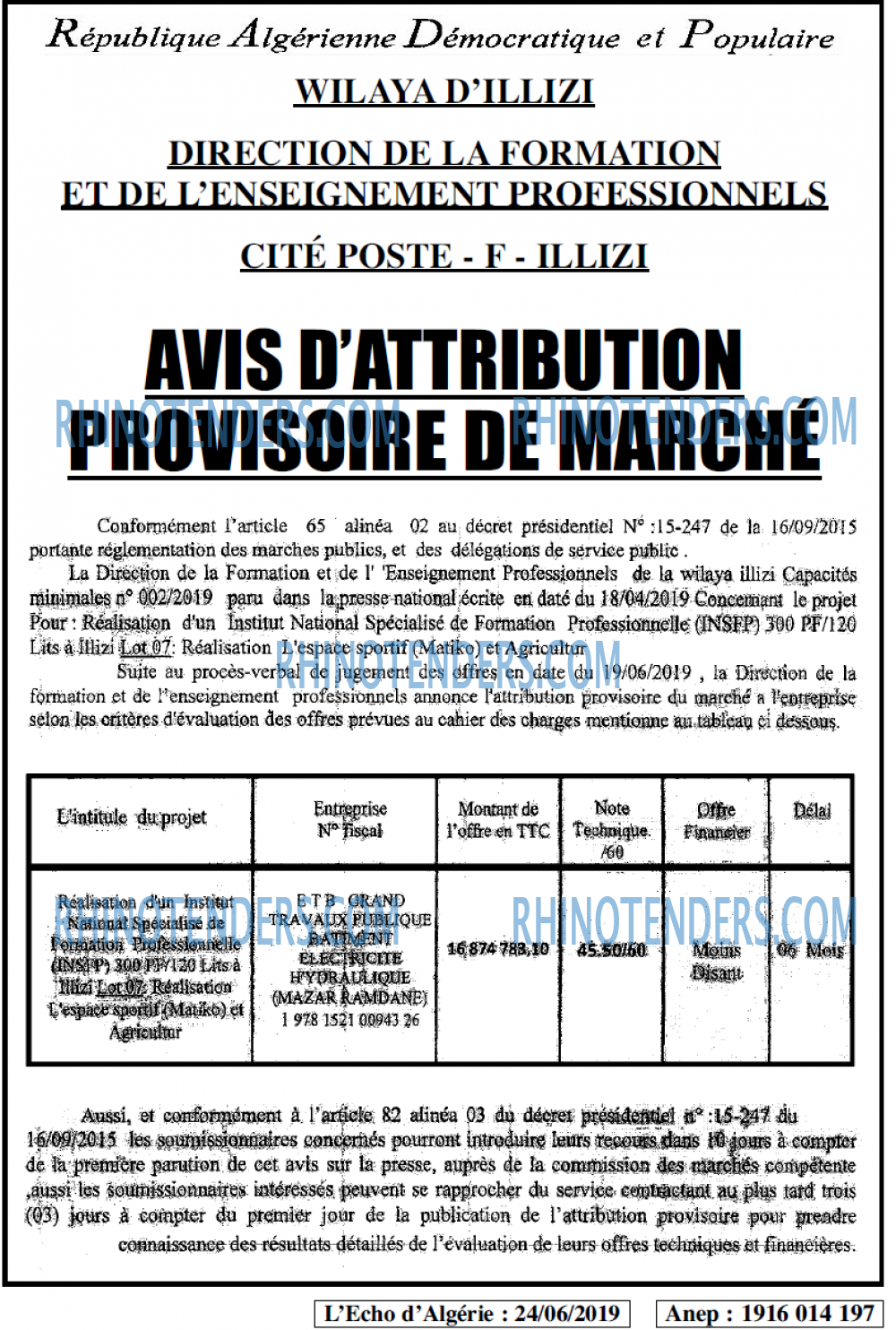 L'ECHO D'ALGERIE