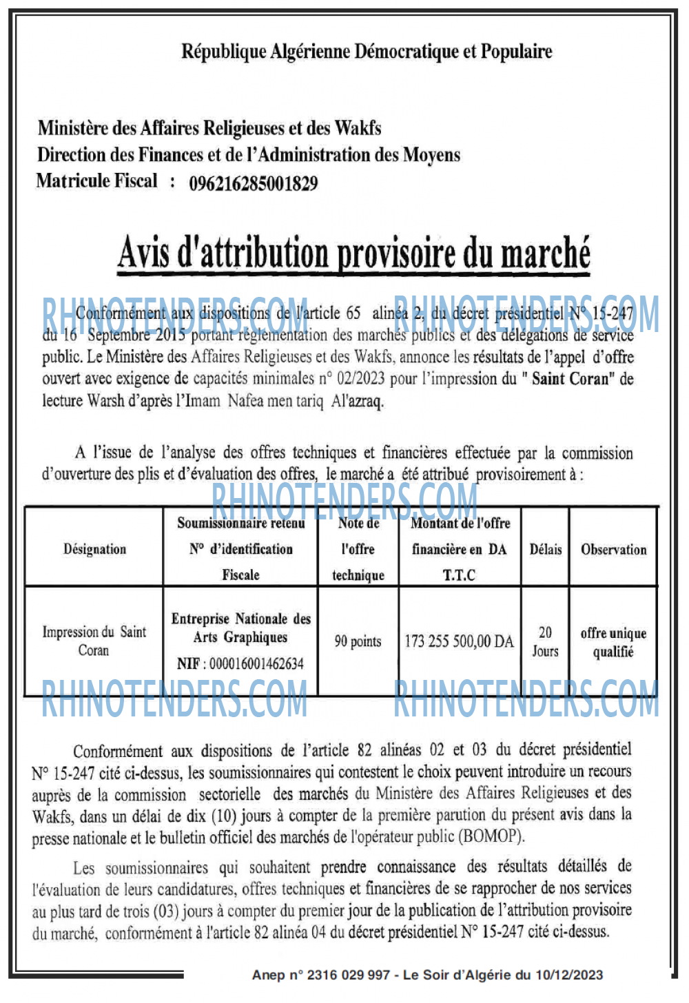 LE SOIR D'ALGERIE