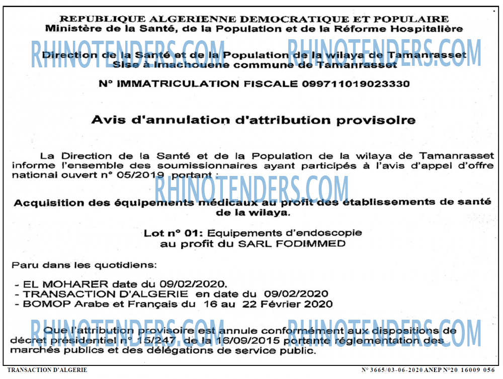 TRANSACTION D'ALGERIE