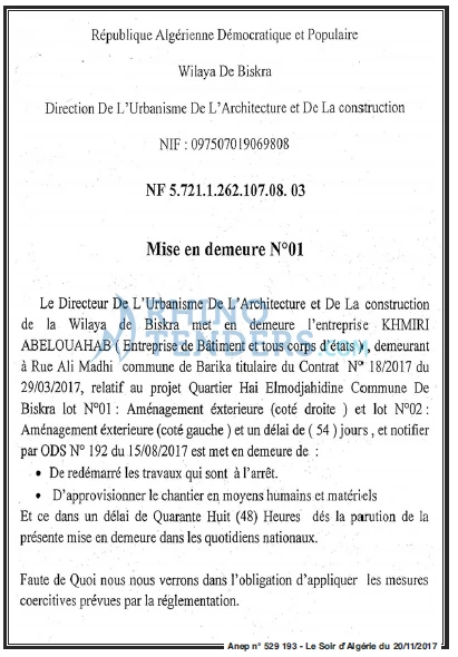 LE SOIR D'ALGERIE
