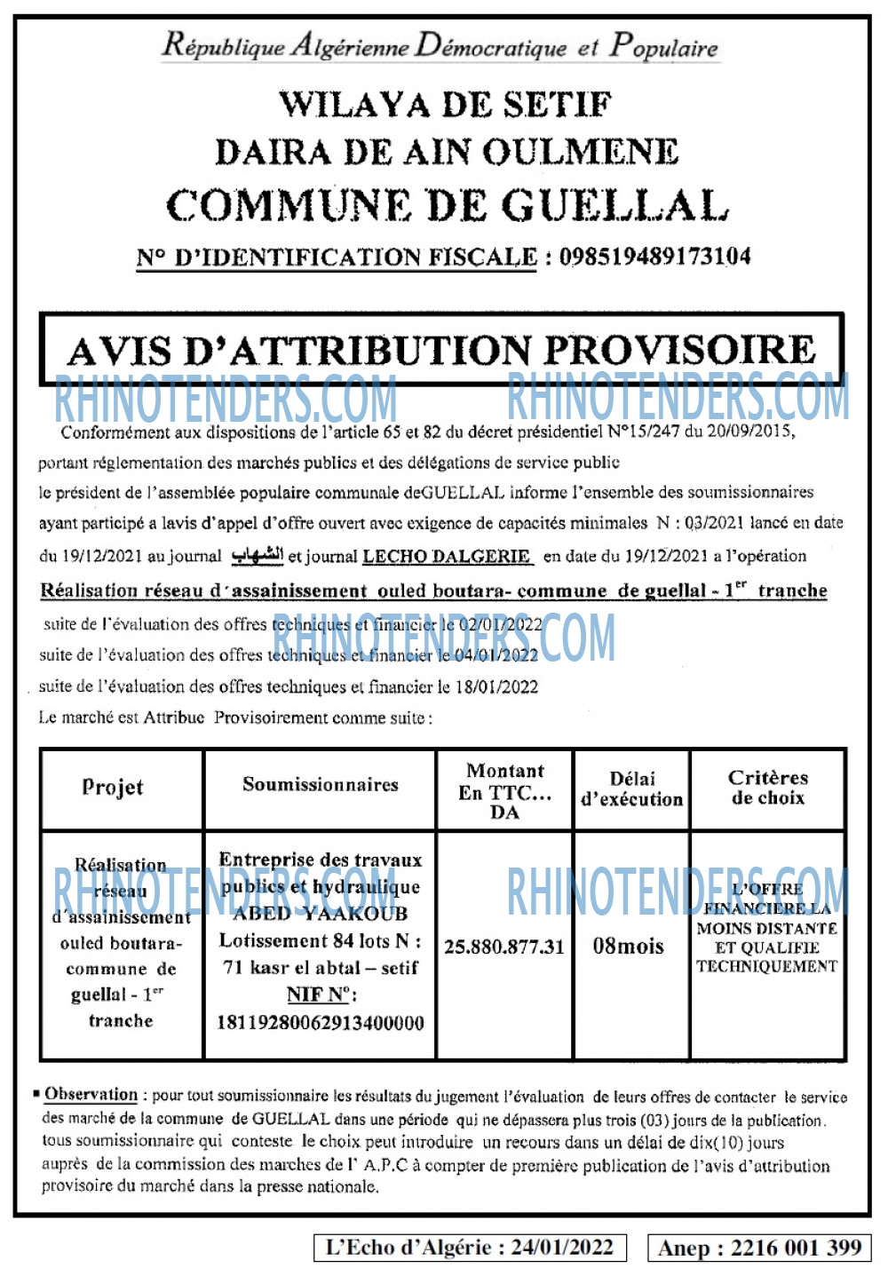 L'ECHO D'ALGERIE