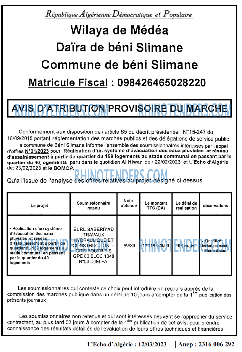 L'ECHO D'ALGERIE