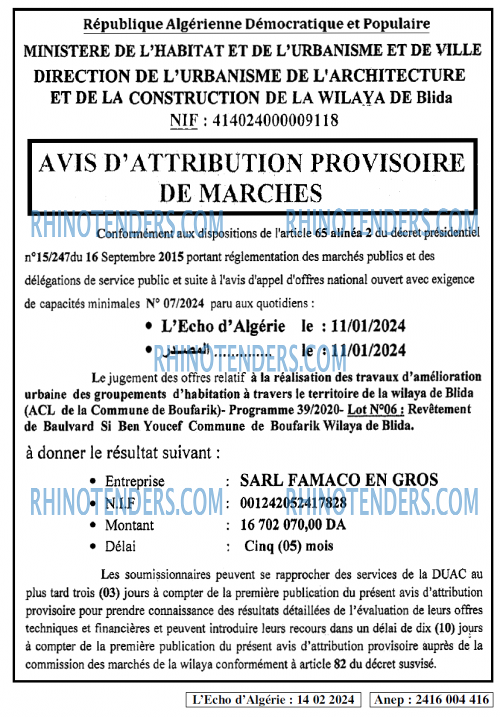 L'ECHO D'ALGERIE