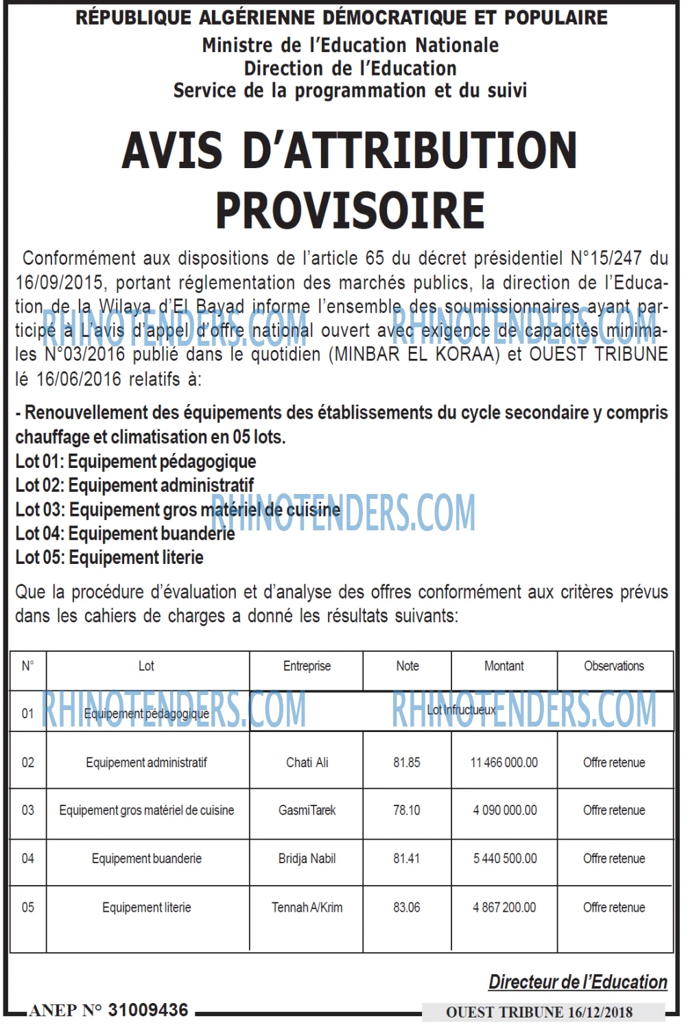 ouest TRIBUNE
