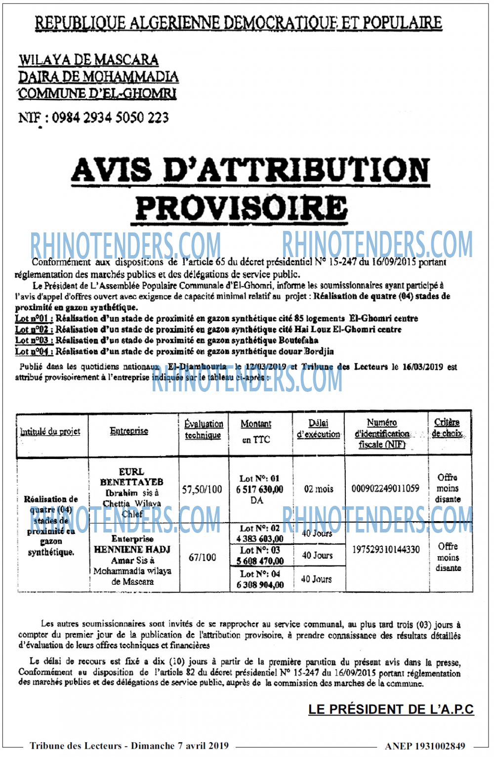 TRIBUNE DES LECTEURS