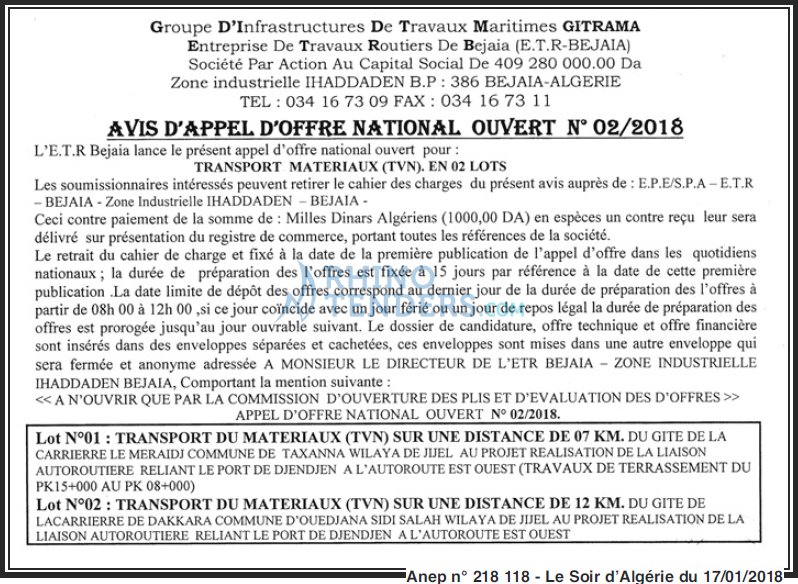 LE SOIR D'ALGERIE