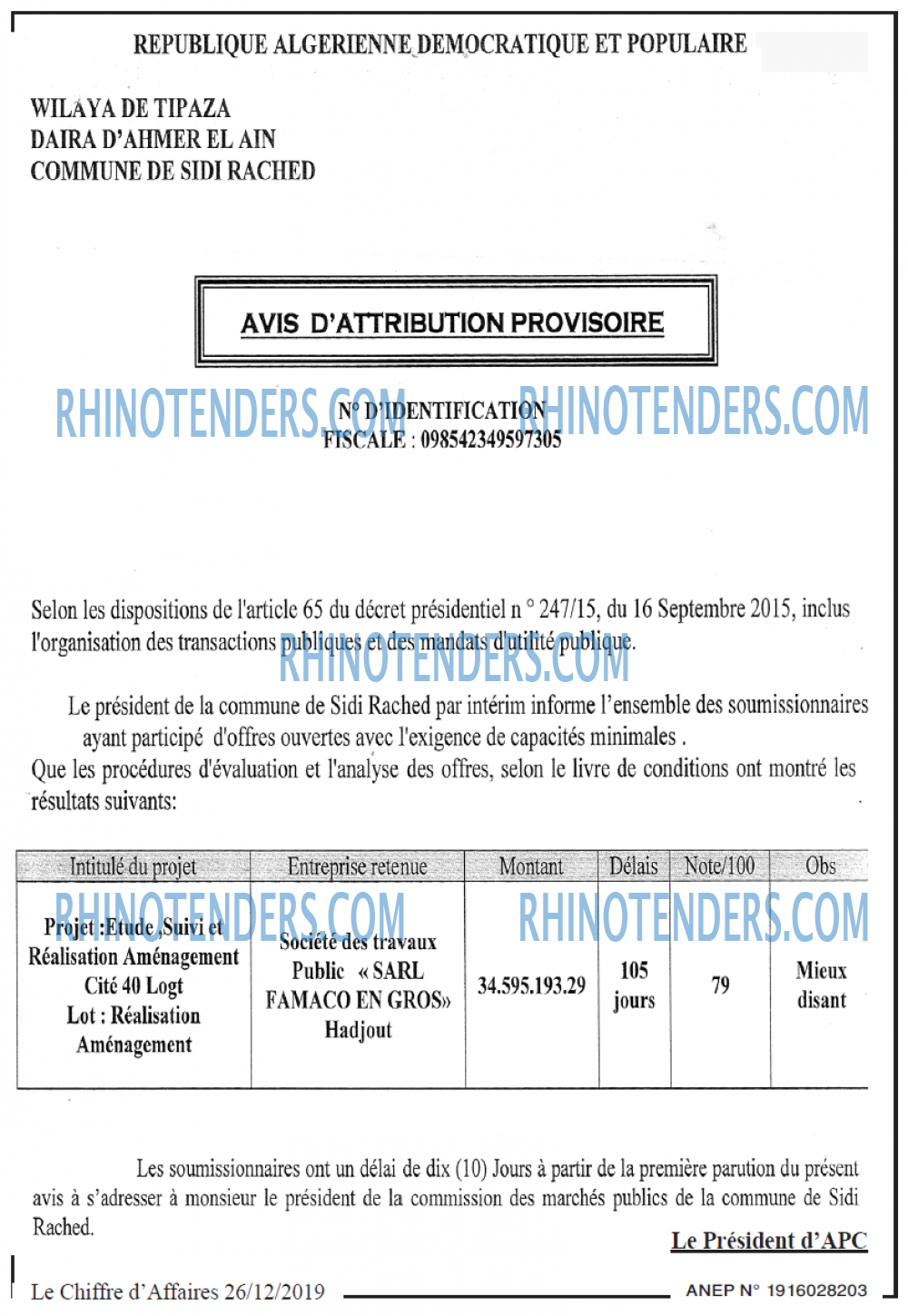 Le Chiffre d'Affaires