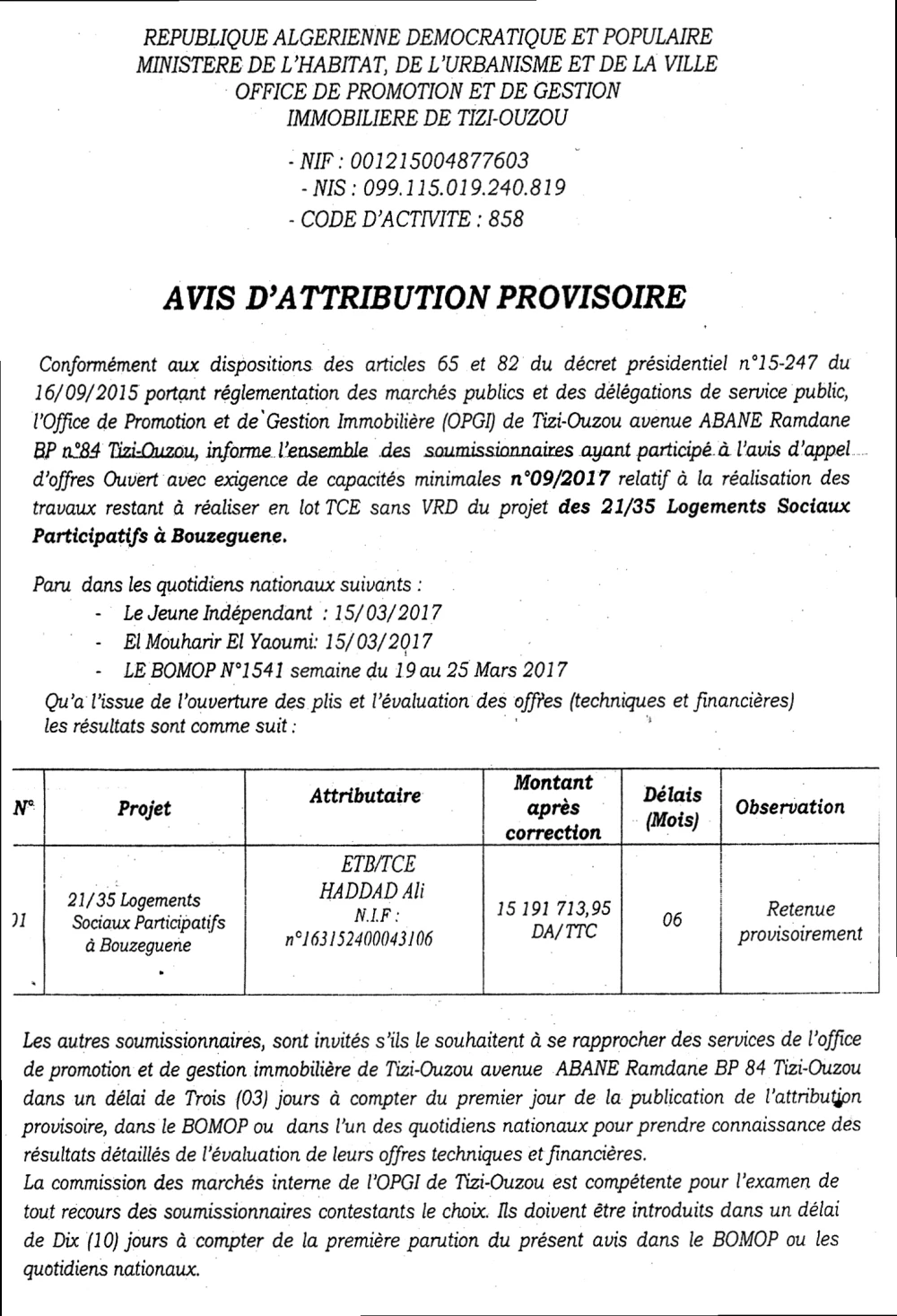 Le jeune indépendant