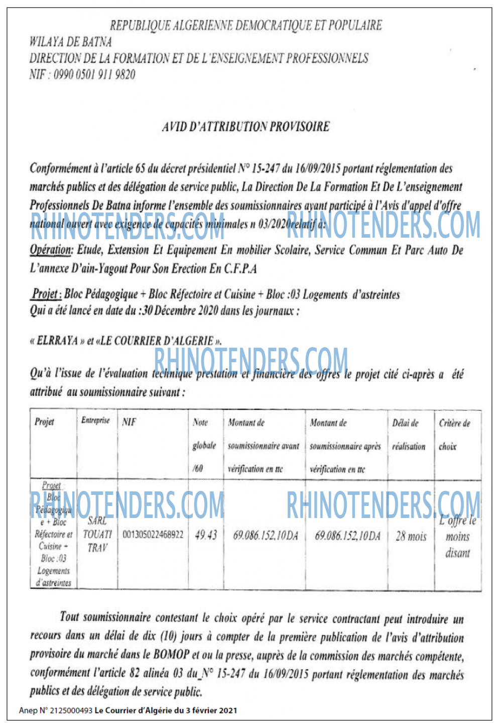 Le Courrier d'Algerie