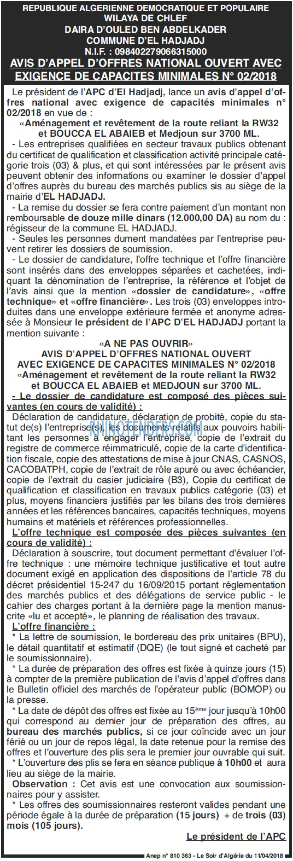 LE SOIR D'ALGERIE