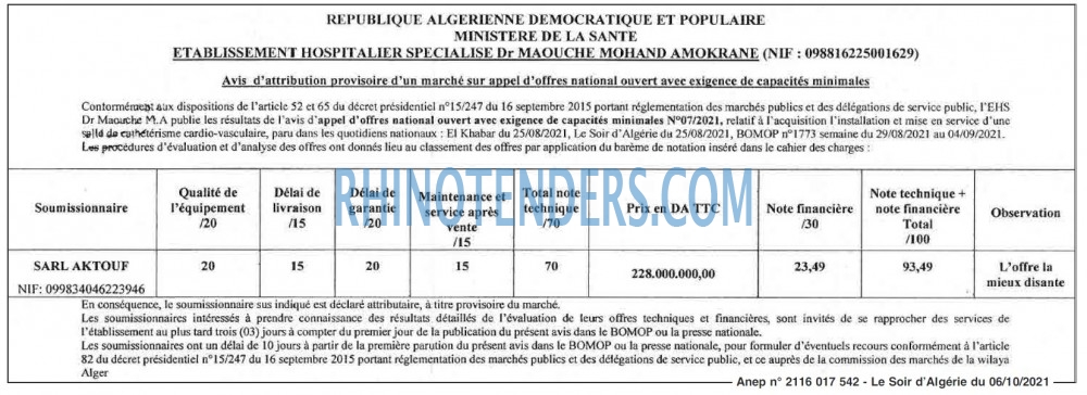 LE SOIR D'ALGERIE