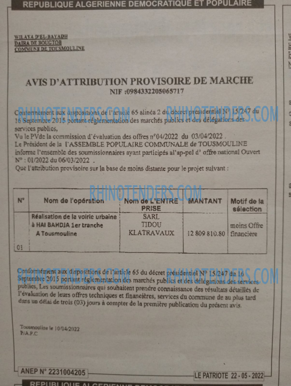 LE PATRIOTE