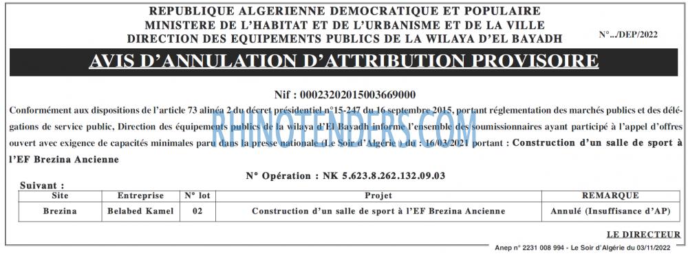 LE SOIR D'ALGERIE