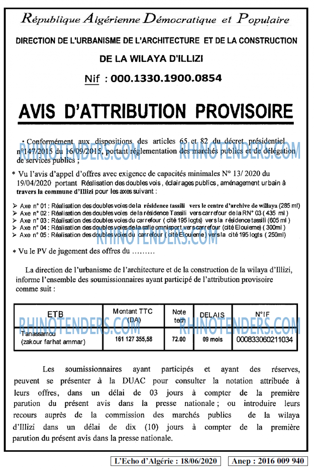 L'ECHO D'ALGERIE