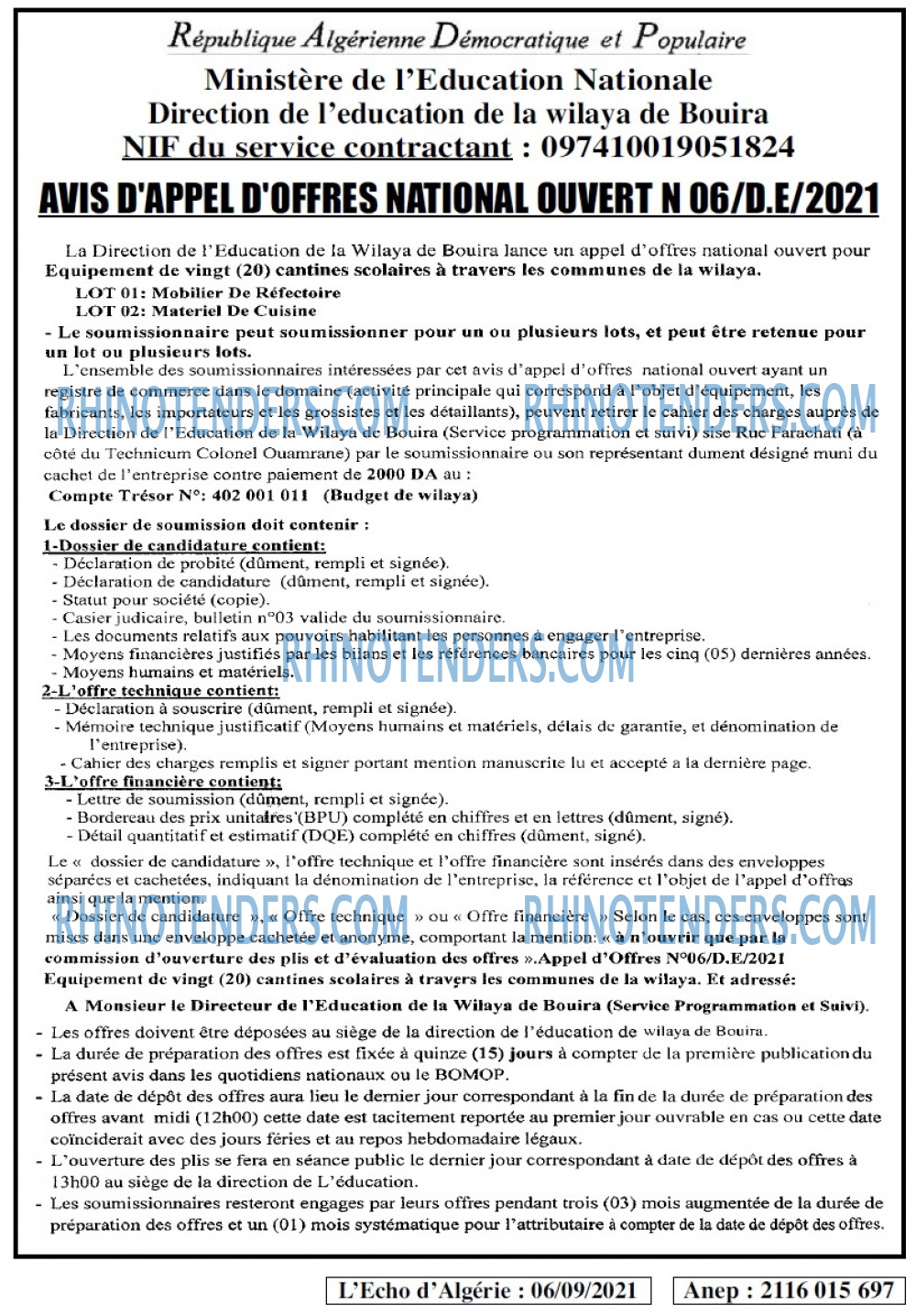 L'ECHO D'ALGERIE