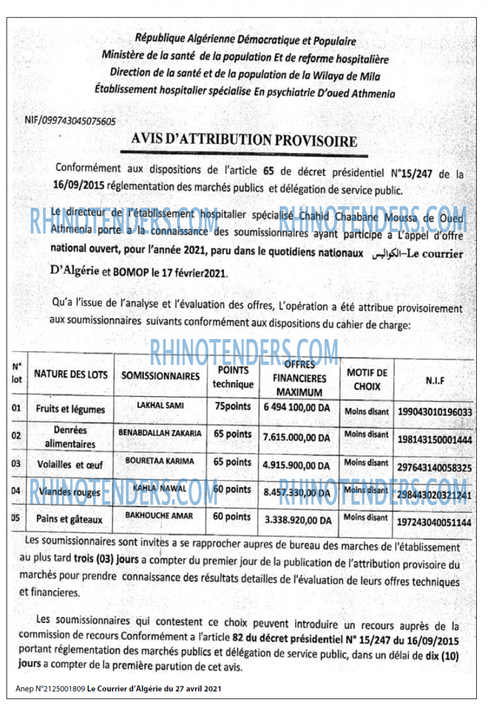 Le Courrier d'Algerie