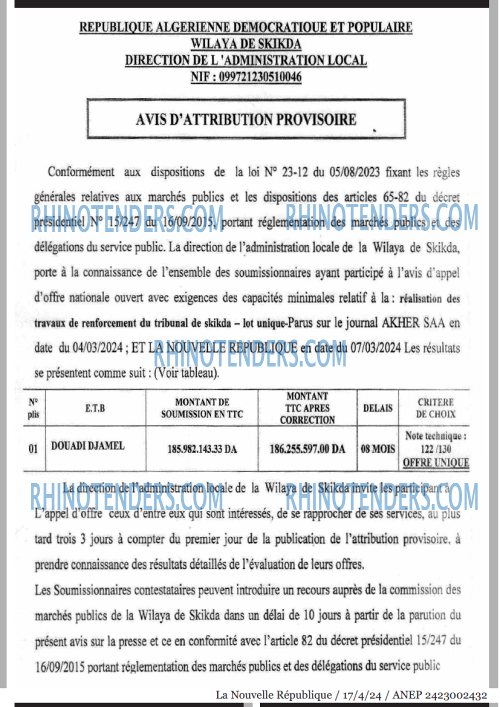 NOUVELLE REPUBLIQUE
