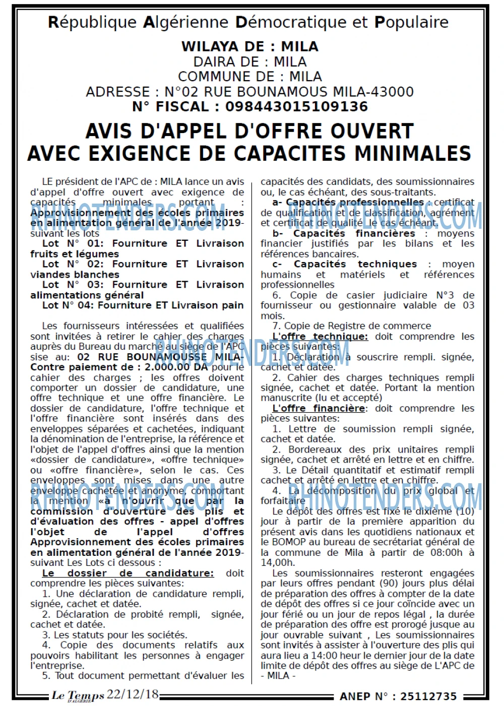 LE TEMPS D'ALGERIE