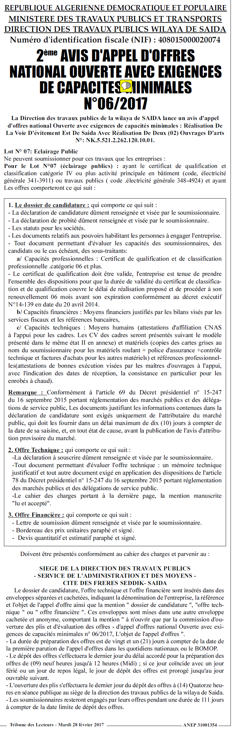 TRIBUNE DES LECTEURS