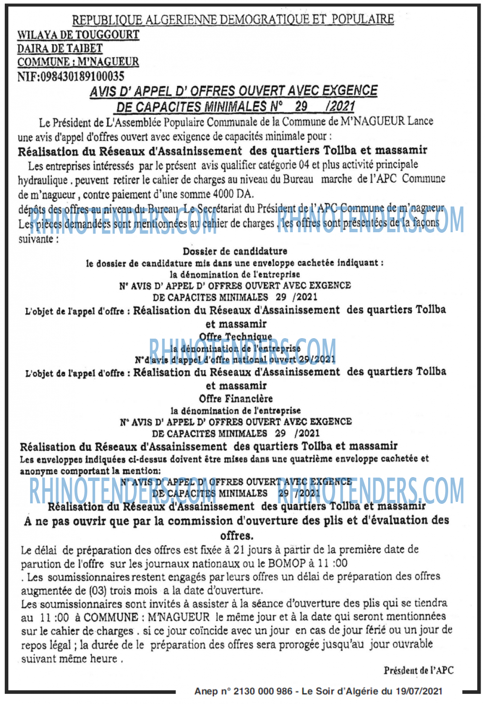 LE SOIR D'ALGERIE