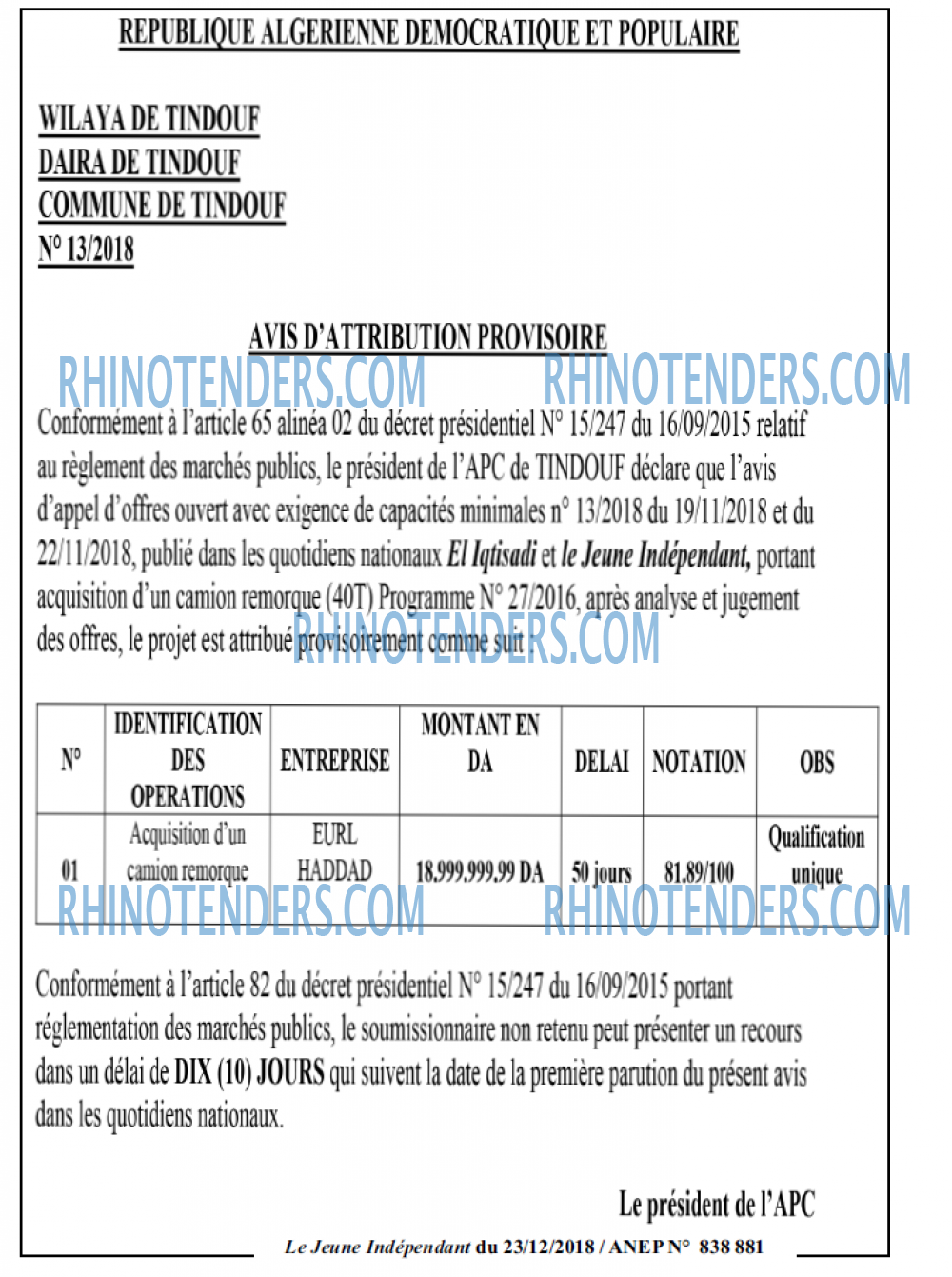 Le jeune indépendant