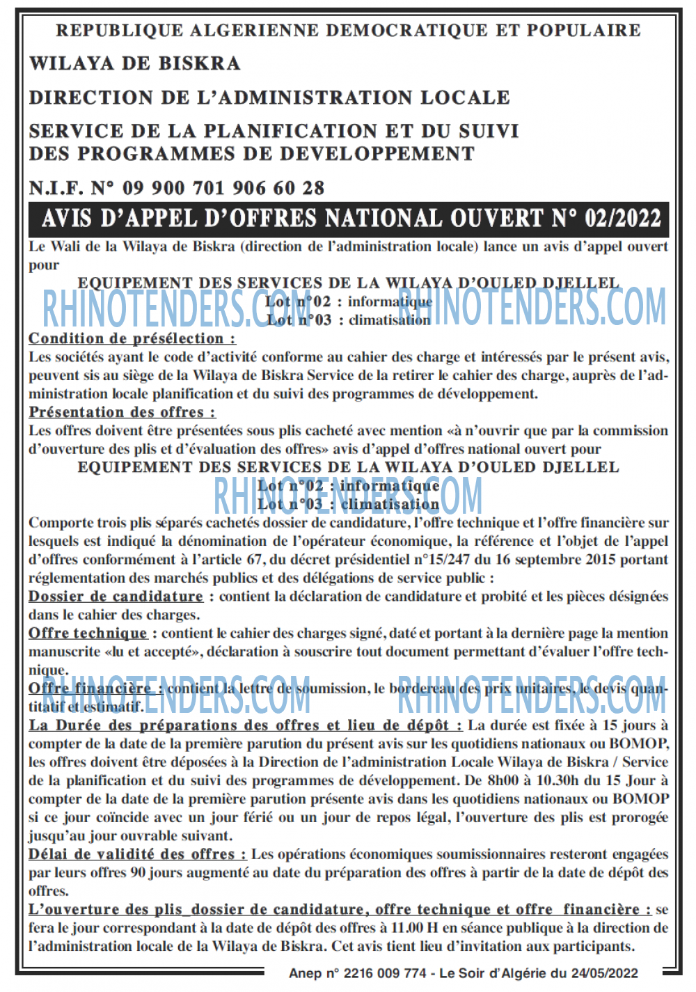 LE SOIR D'ALGERIE