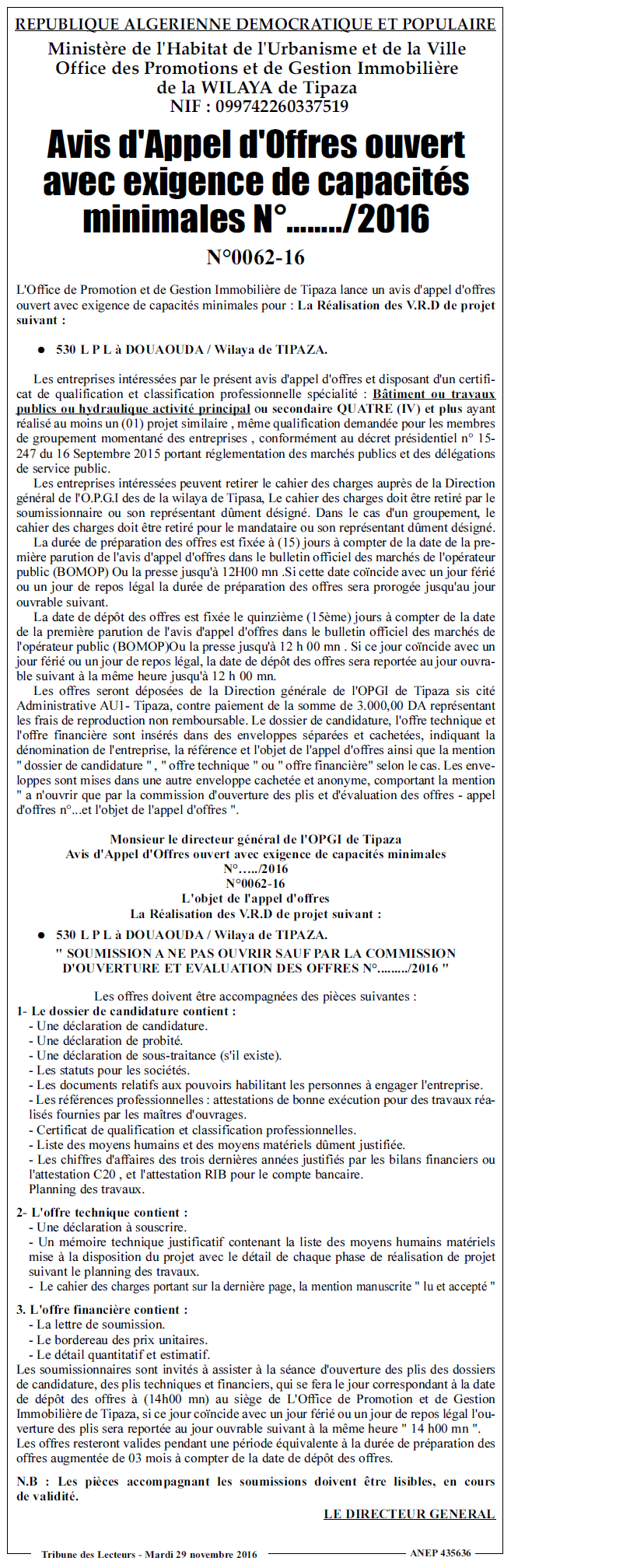 TRIBUNE DES LECTEURS