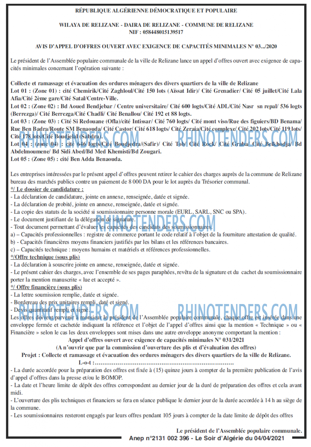 LE SOIR D'ALGERIE