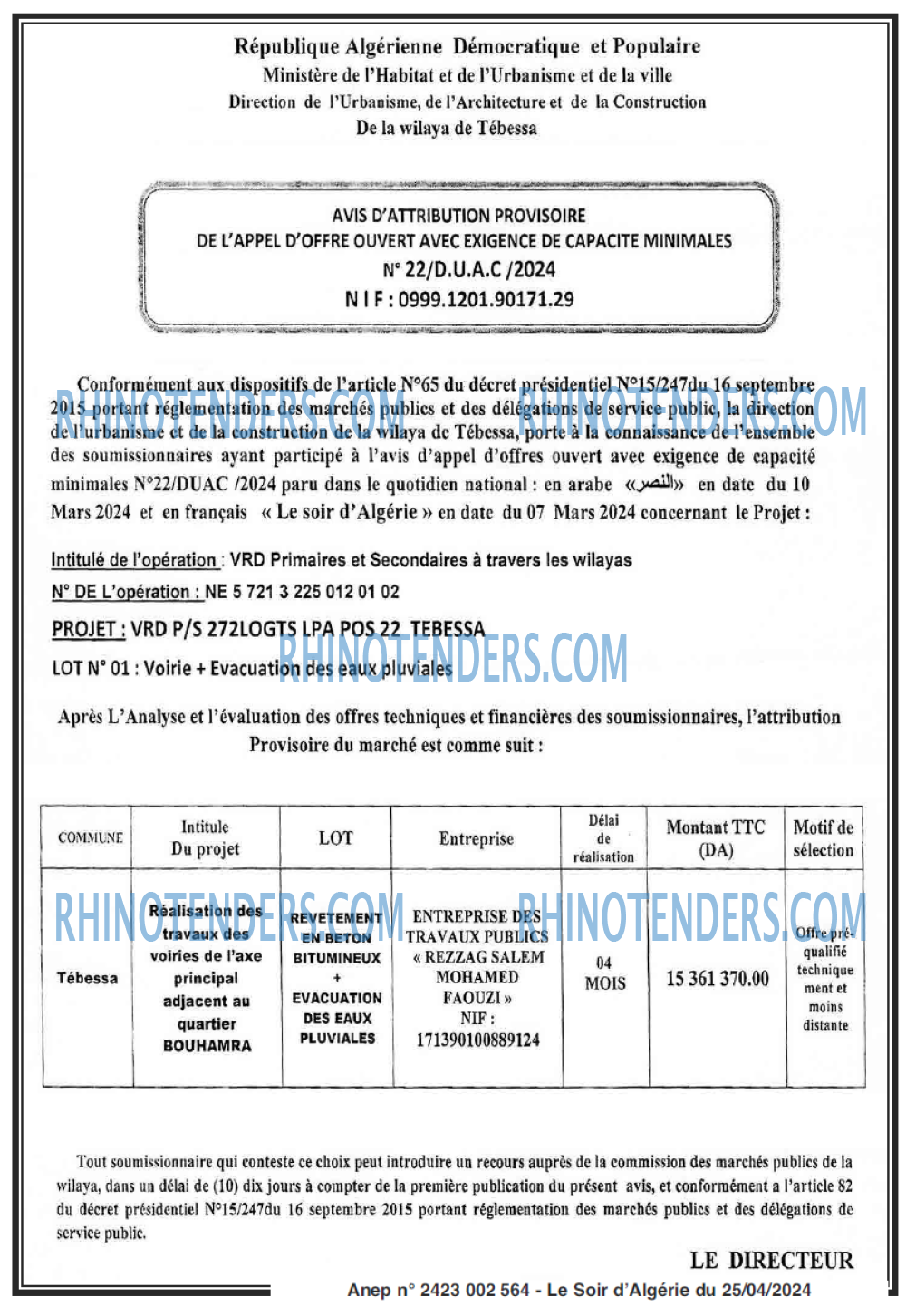 LE SOIR D'ALGERIE